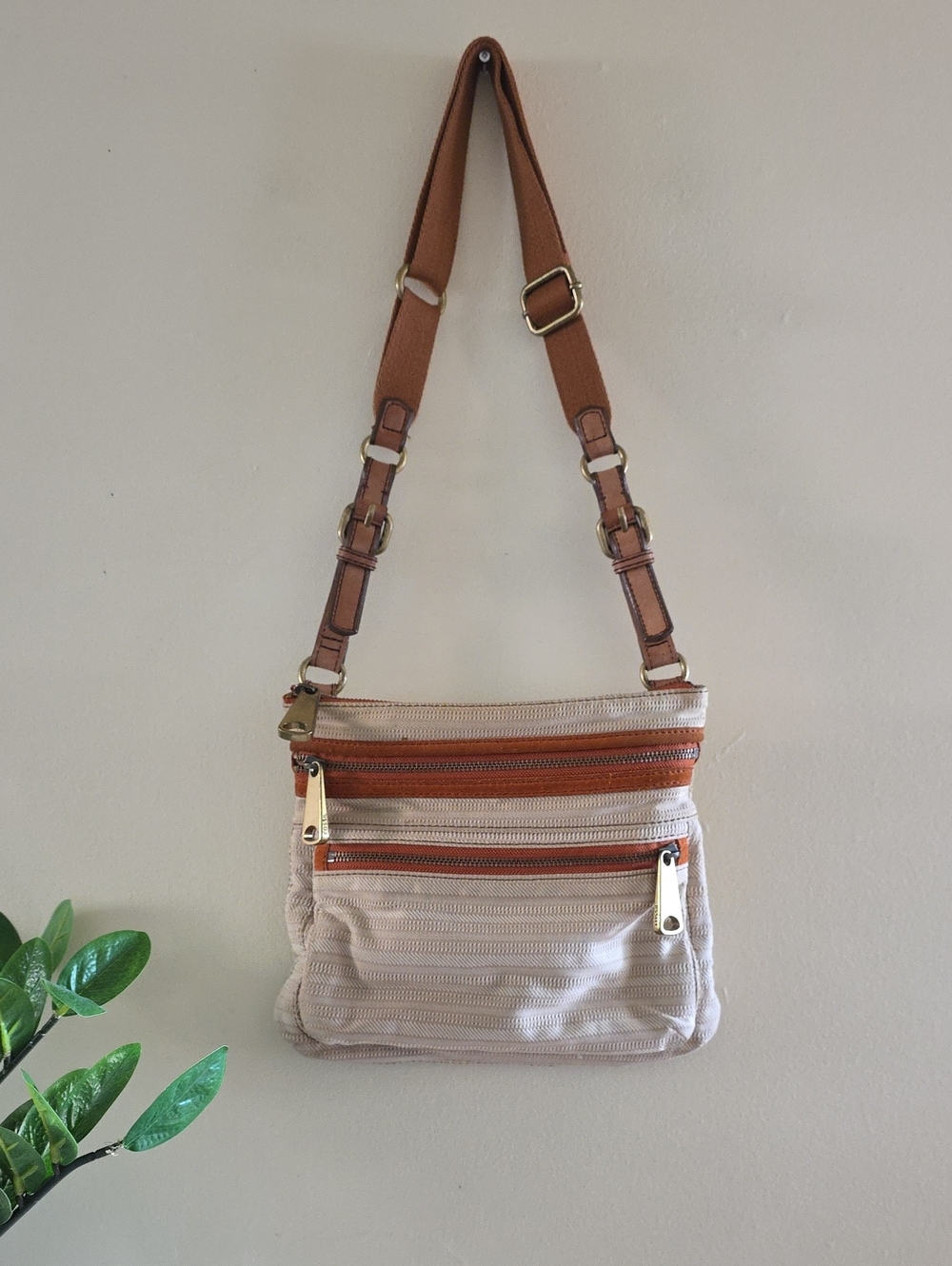FOSSIL Leather And Textile Crossbody Bag